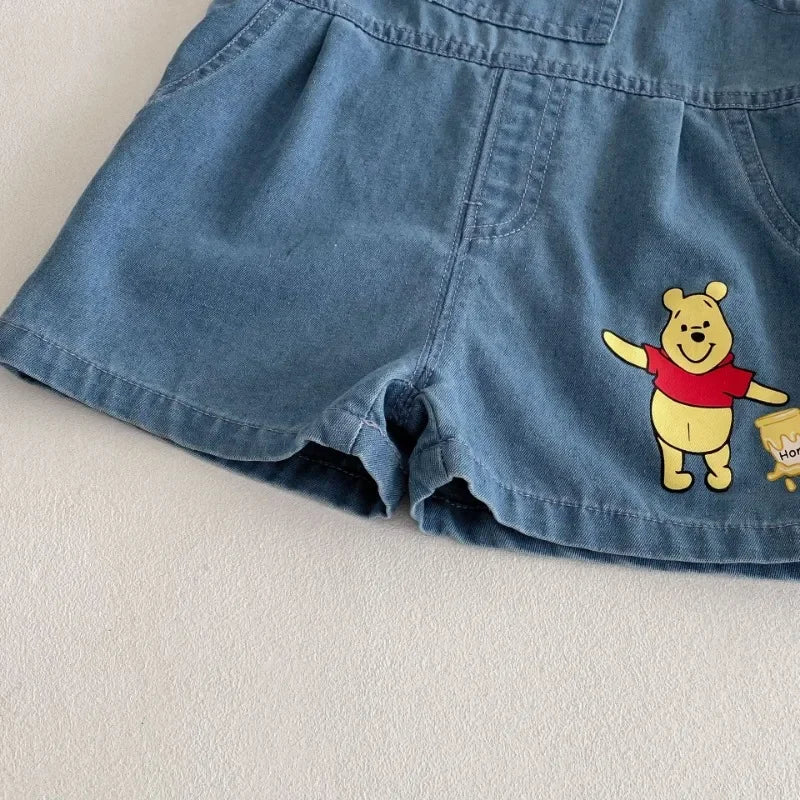 Camiseta y Short de Mezclilla con Tirantes de Winnie Pooh  (9M- 5T)