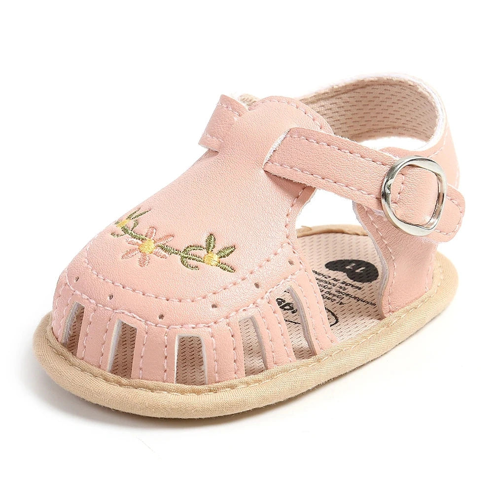 Sandalias Bordadas Florales: Elegancia de Verano (0-18M)