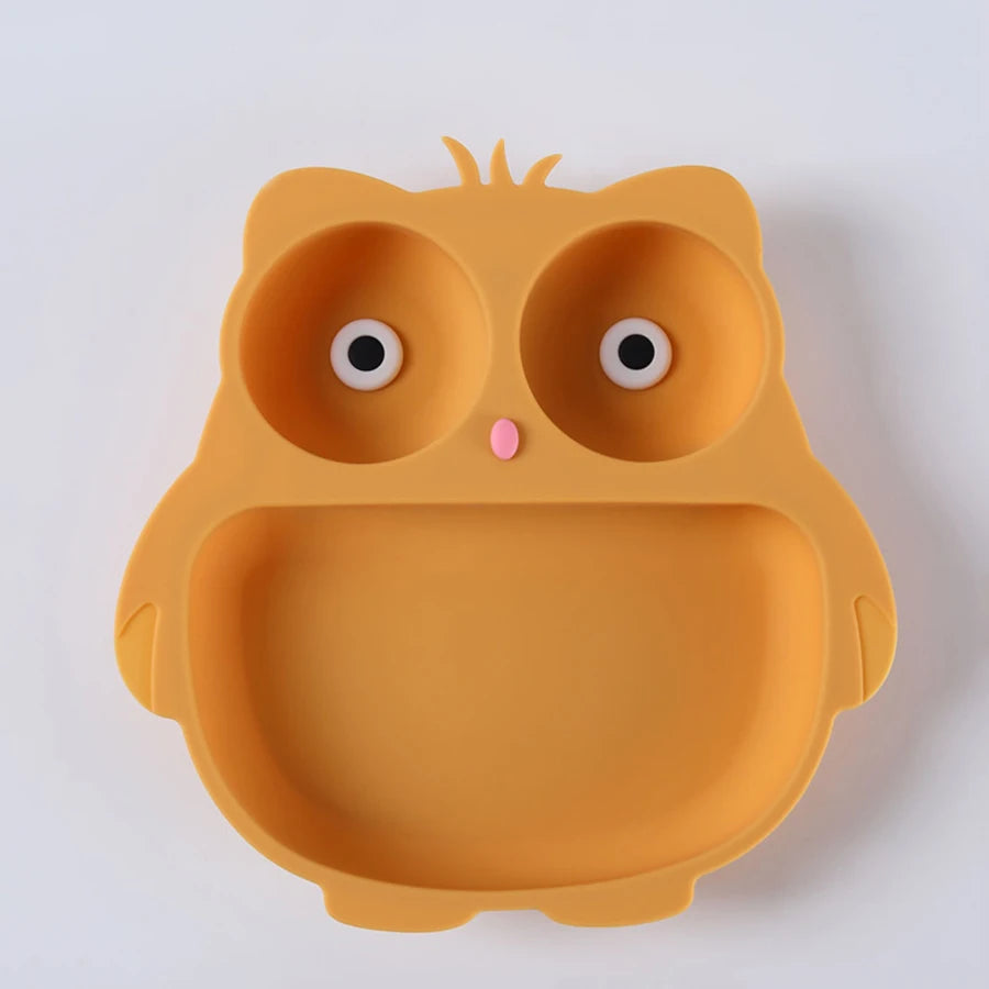 Plato de Silicona con Succión | Diseño de Búho