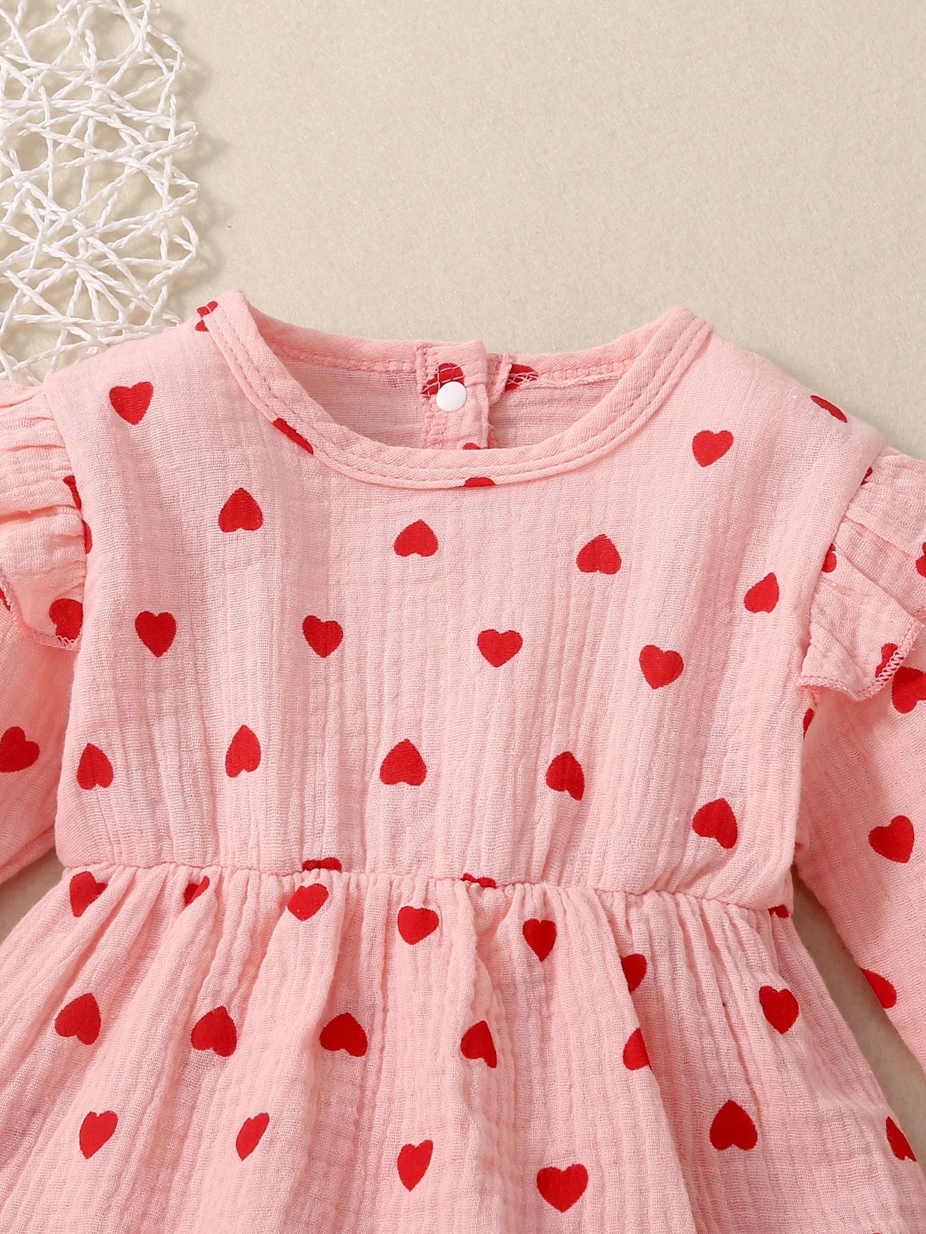 Vestido de Cuello Redondo con Corazones | Ocasiones Especiales y San Valentín (0-24M)