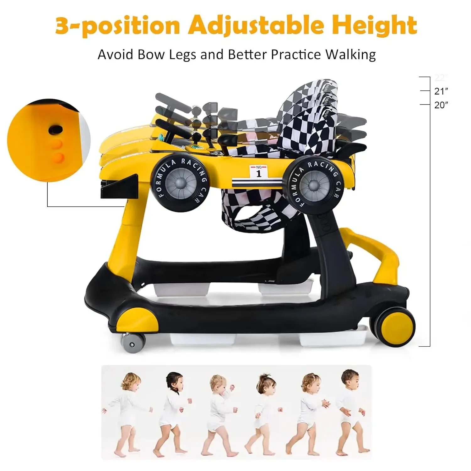 Andador de Bebé Premium 4 en 1 "Fórmula Racing": Evolutivo, Musical y Plegable