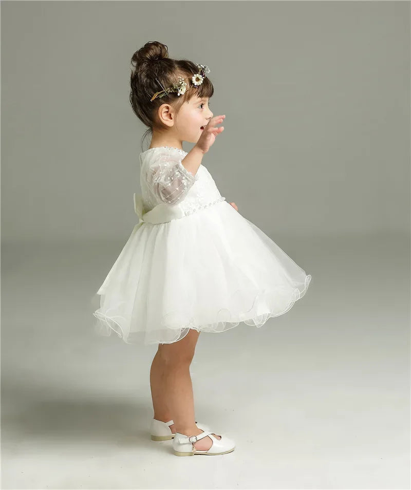 Vestido Blanco de Princesa para Bebé Niña | Bautizo, Boda y Primer Cumpleaños (0-24M)