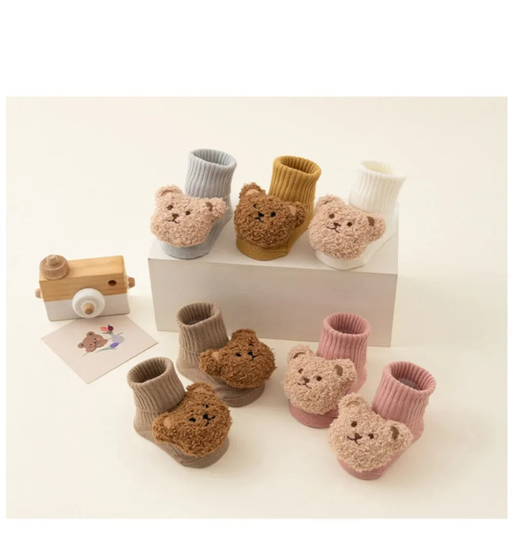 Calcetines de Oso Antideslizantes Bebé (0-3T)