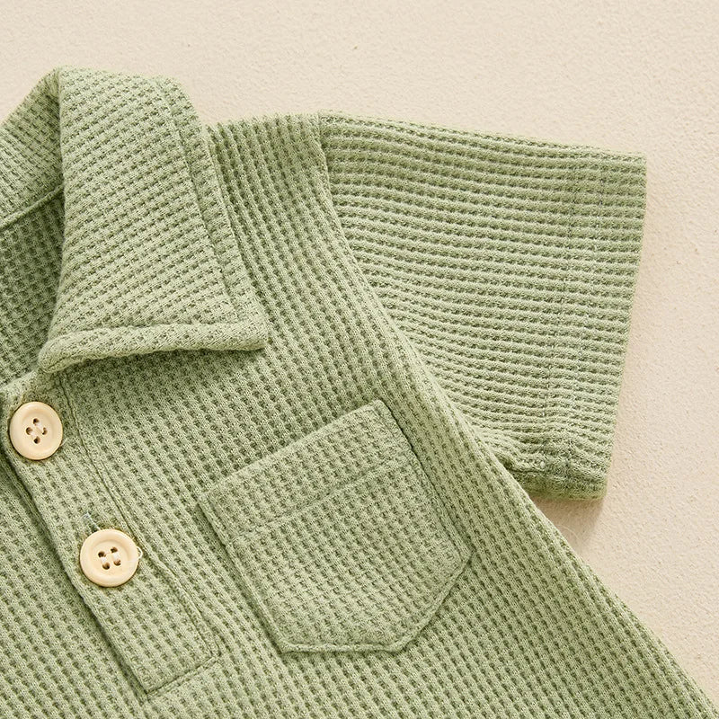Pañalero tipo Polo Tejido Waffle |  Algodón Suave y Estilo Diario (0-12M)