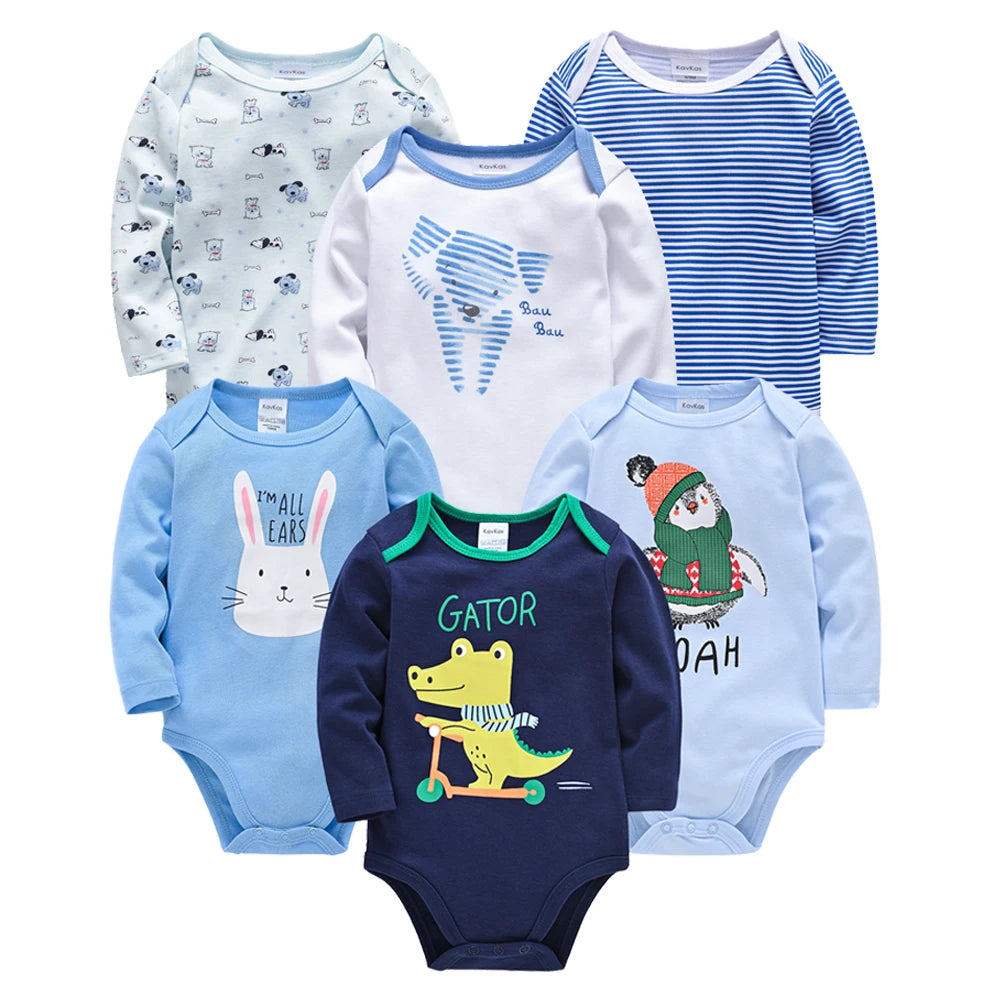 Set de Pañaleros de Algodón de Manga Larga (3 o 6 Piezas) (0-24M)