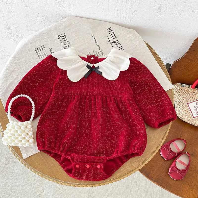 Pañalero Vestido con Cuello de Pétalo (3-24M)