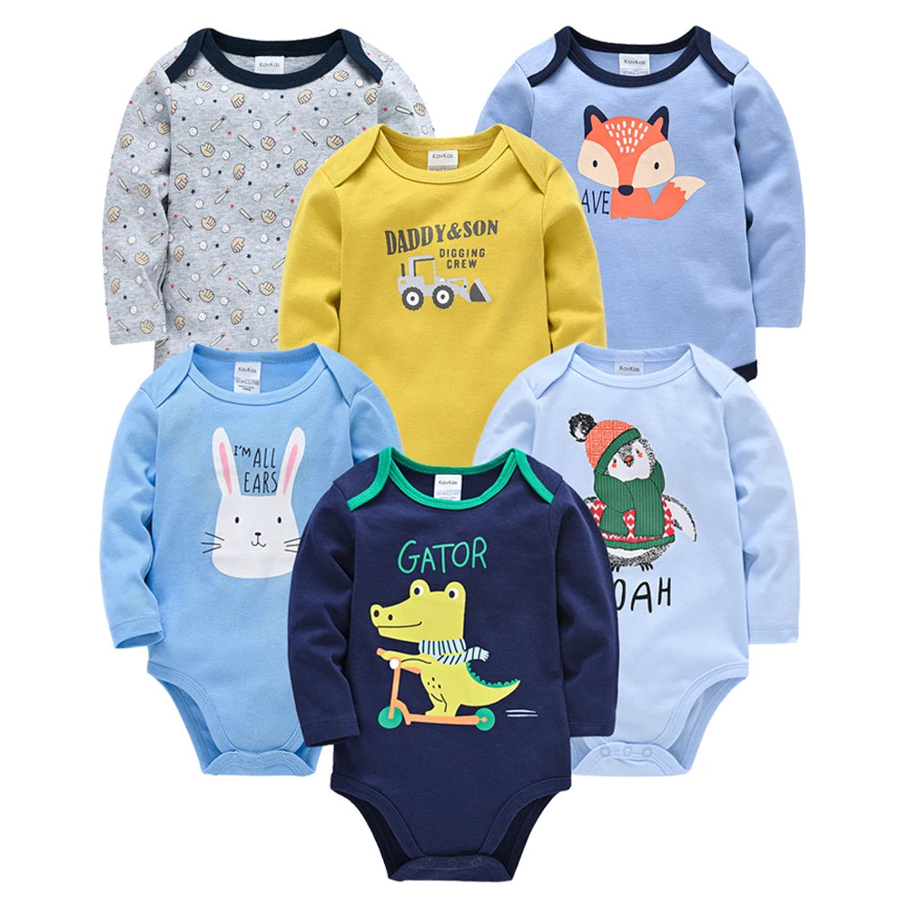 Set de Pañaleros de Algodón de Manga Larga (3 o 6 Piezas) (0-24M)