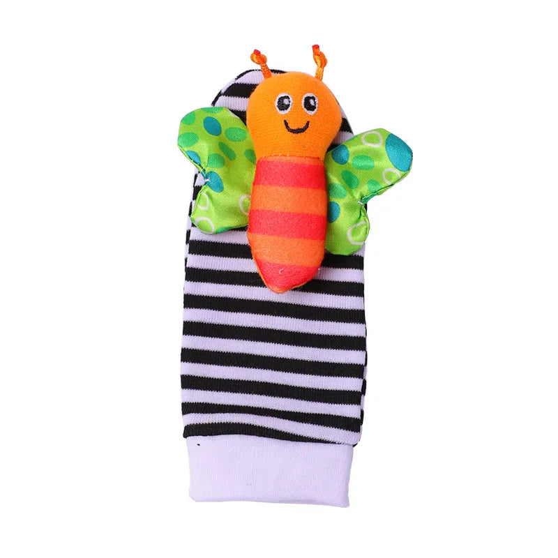 Kit de 4 Juguetes Sonajeros de Muñeca y Calcetín - Estimulación y Diversión de 0 a 12 Meses
