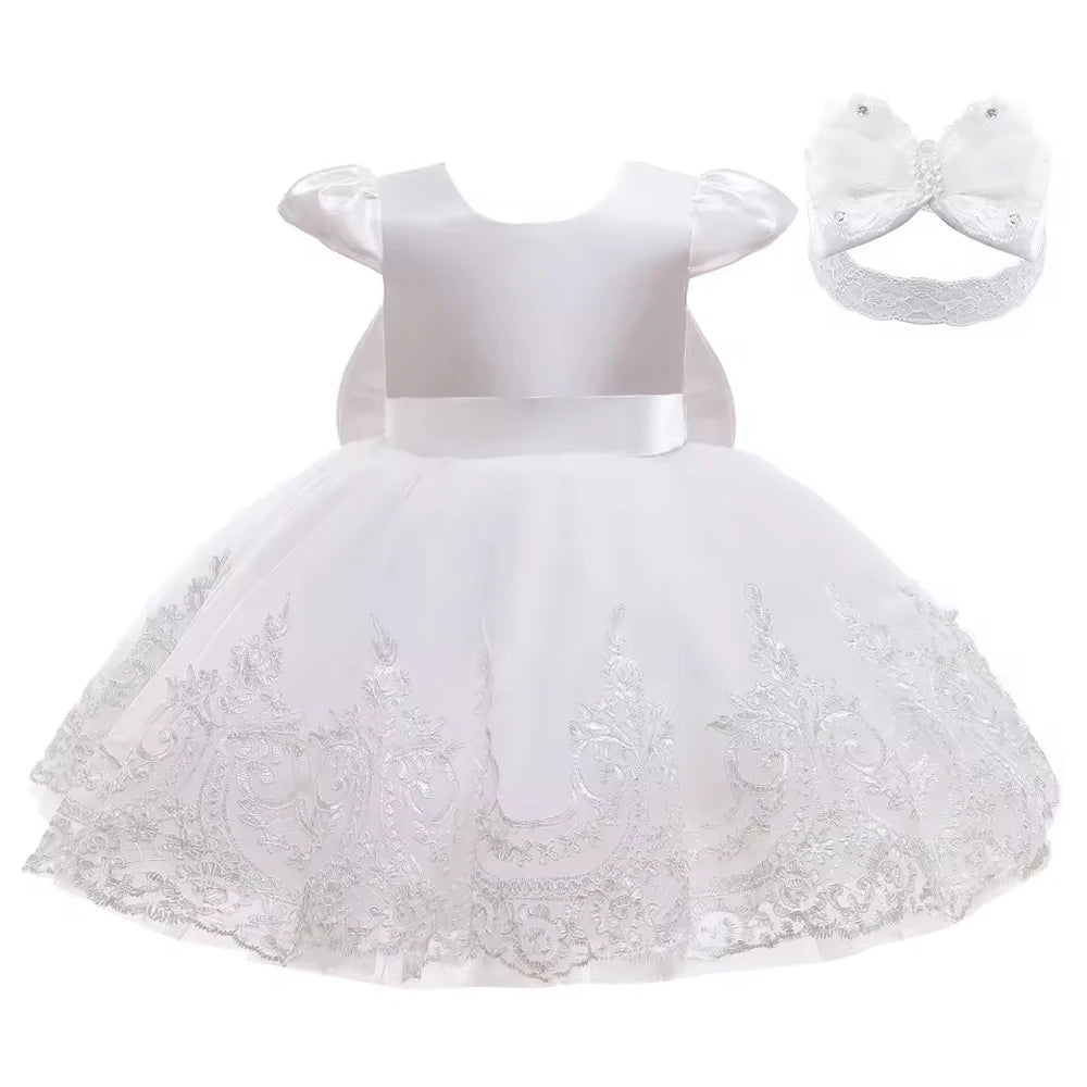 Vestido de Gala de Encaje y Tul para Bebé Niña: Bautizo y fiesta (0-24M)