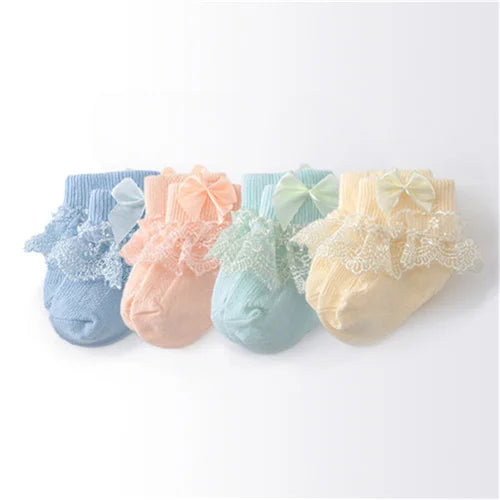 Calcetines de Encaje y Moño 4 pares (0-24M)