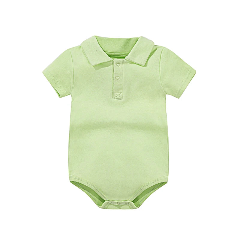 Pañalero tipo Polo | Manga Corta y Color Sólido (0-24 Meses)