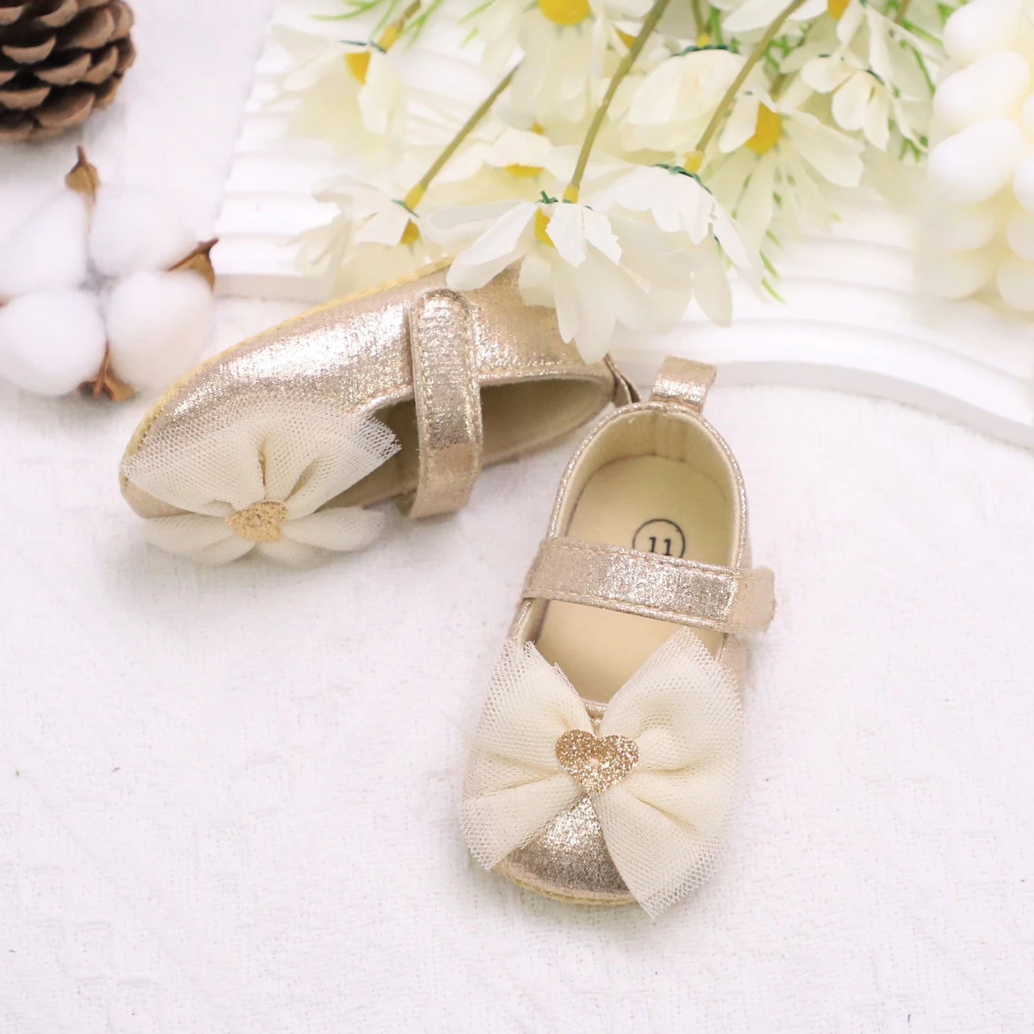 Zapatos con Moño de encaje Princesa para Primeros Pasos (0-18M)
