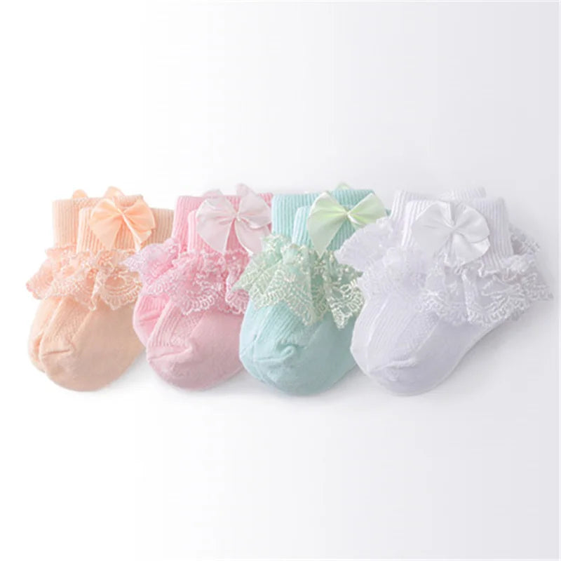 Calcetines de Encaje y Moño 4 pares (0-24M)