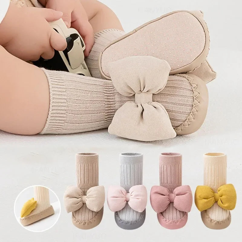 Calceta/Zapato Antideslizante con Moño (0-24M)