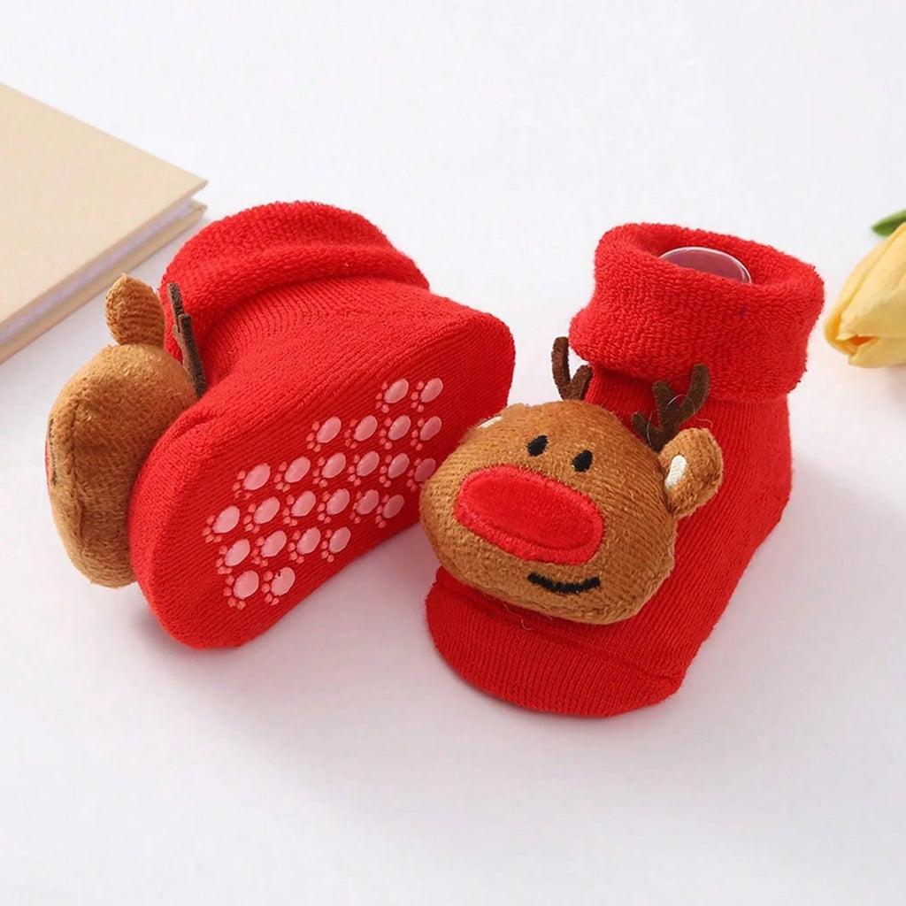 Calcetines Navideños Antideslizantes: Magia y Seguridad en sus Primeros Pasos (0-12M)