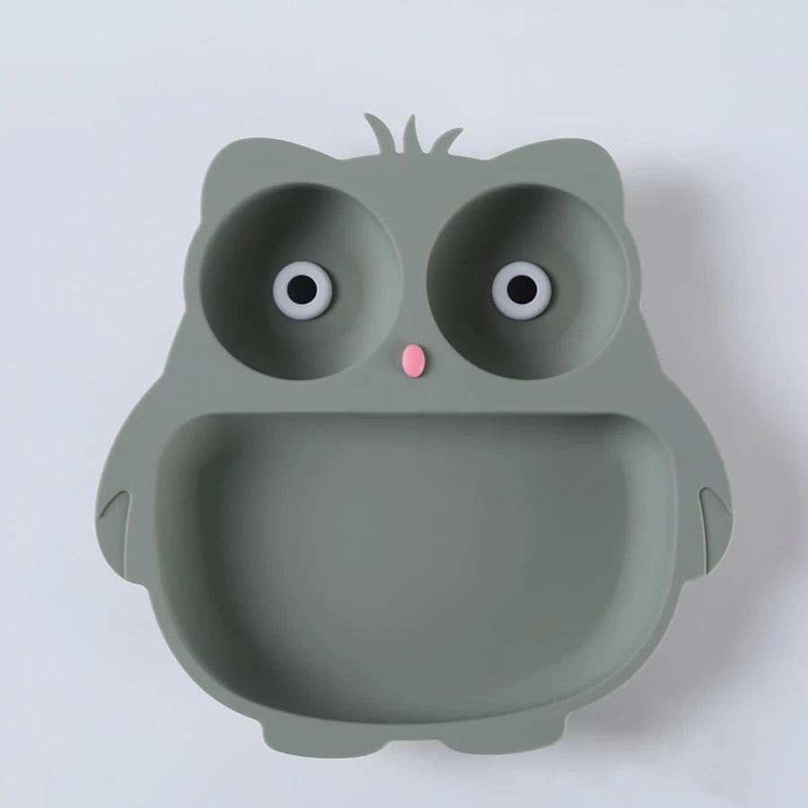 Plato de Silicona con Succión | Diseño de Búho