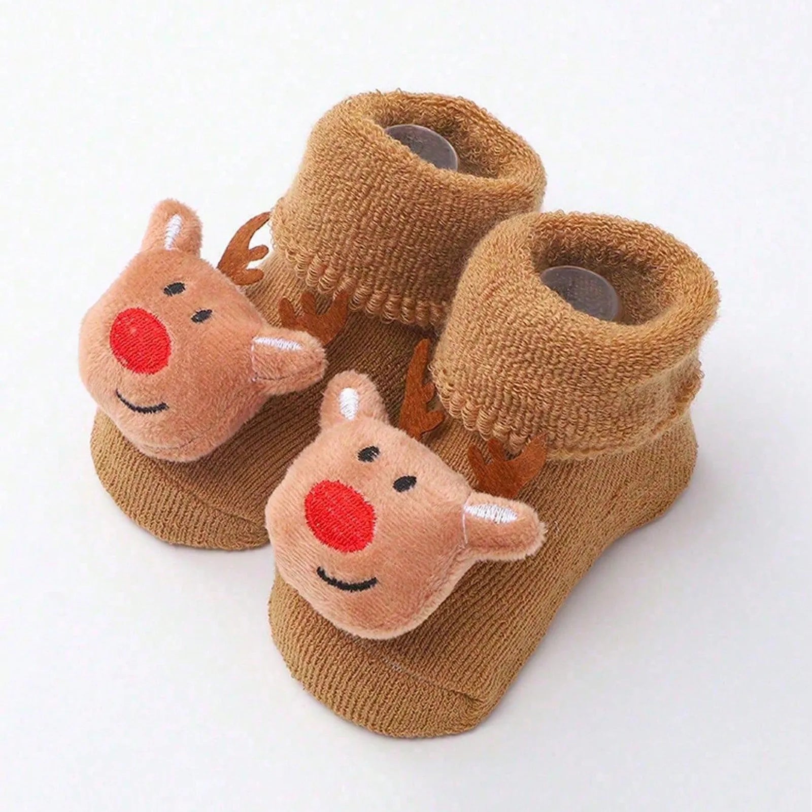 Calcetines Navideños Antideslizantes: Magia y Seguridad en sus Primeros Pasos (0-12M)