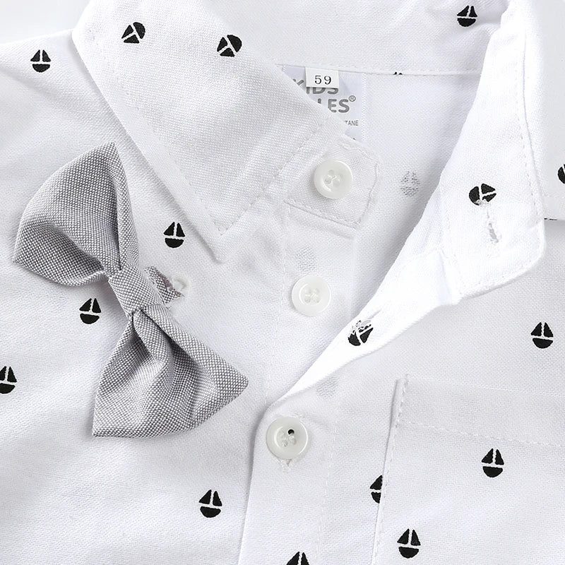 Conjunto Formal para Bebé Niño: Mameluco, Pantalón de tirantes y Gorro (0M-3T)