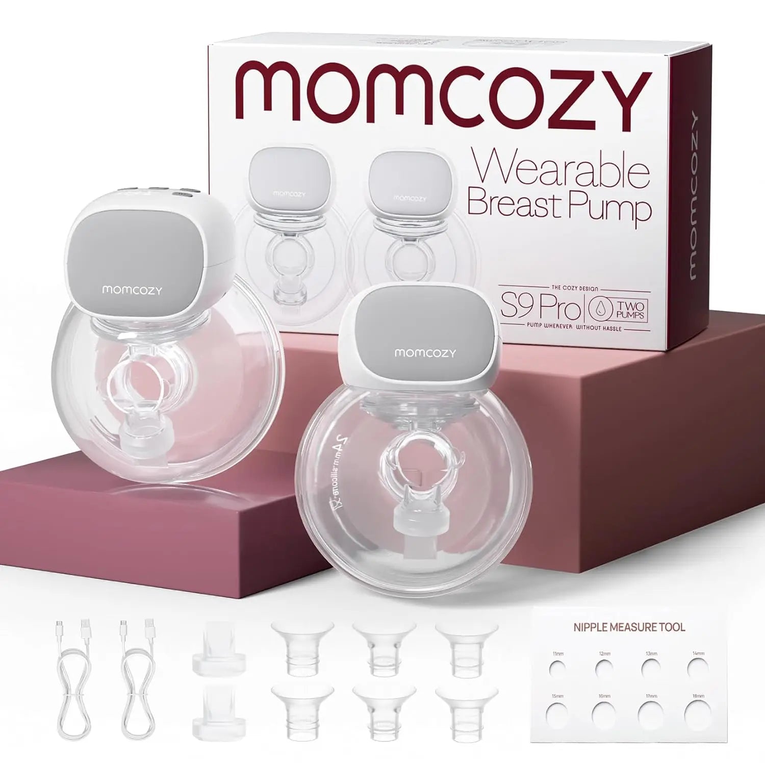 Extractor de Leche Manos Libres Momcozy S9 Pro | Doble Portátil, Batería de Larga Duración y Pantalla LED