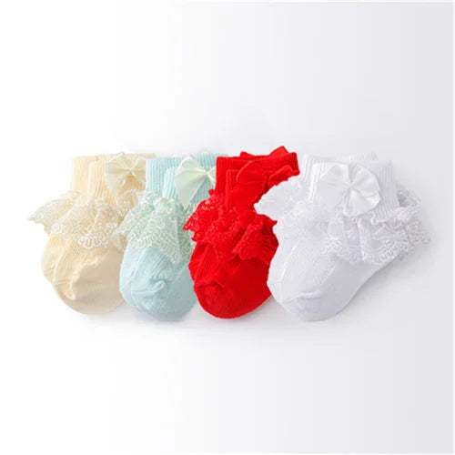 Calcetines de Encaje y Moño 4 pares (0-24M)