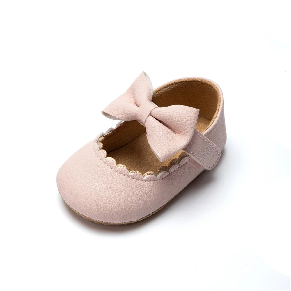 Zapatos Retro de Princesa con Moño - Suela Suave Antideslizante (0-18M)