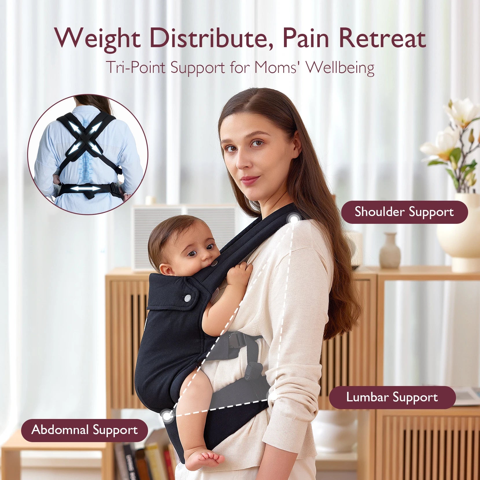 Mochila Portabebés Momcozy Ergonómica | Súper Cómoda y Ligera