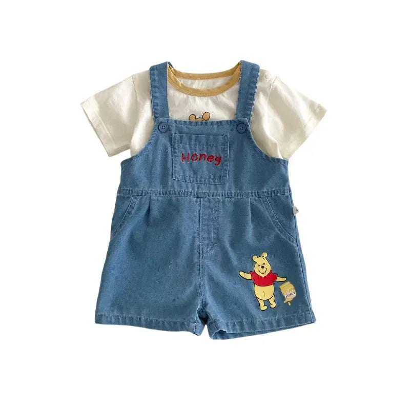 Camiseta y Short de Mezclilla con Tirantes de Winnie Pooh  (9M- 5T)