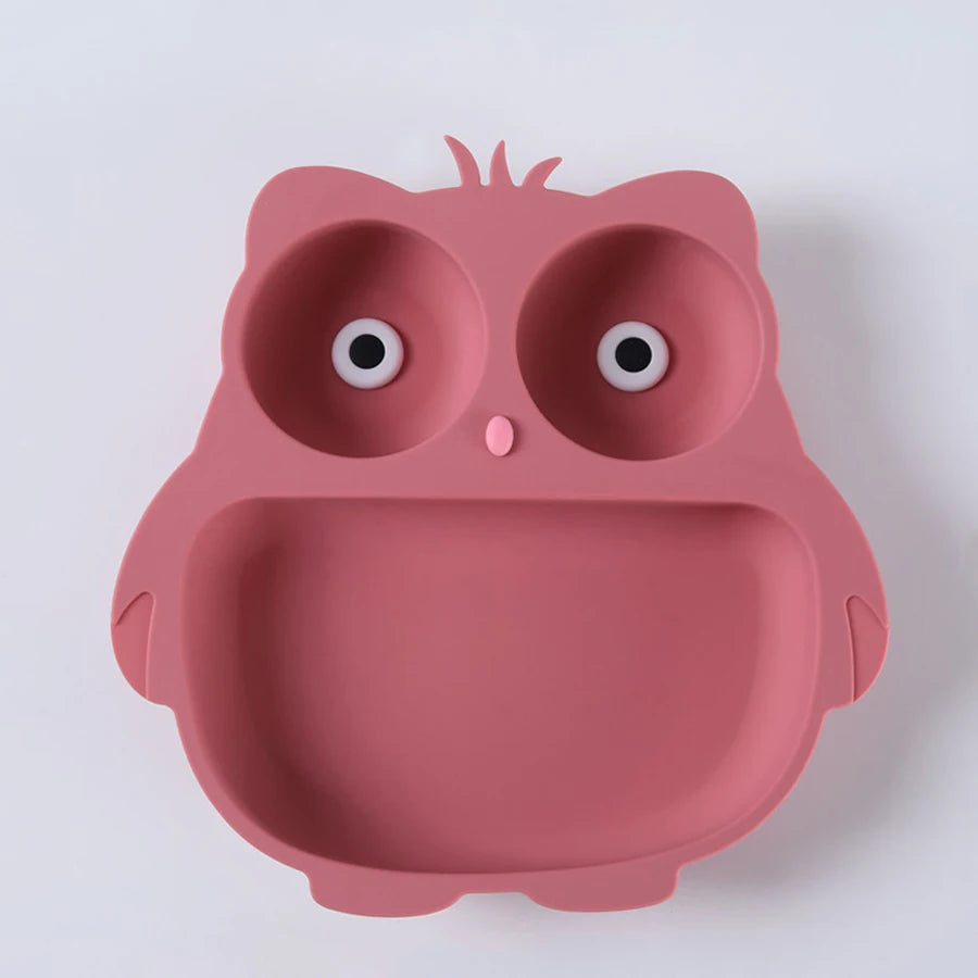 Plato de Silicona con Succión | Diseño de Búho