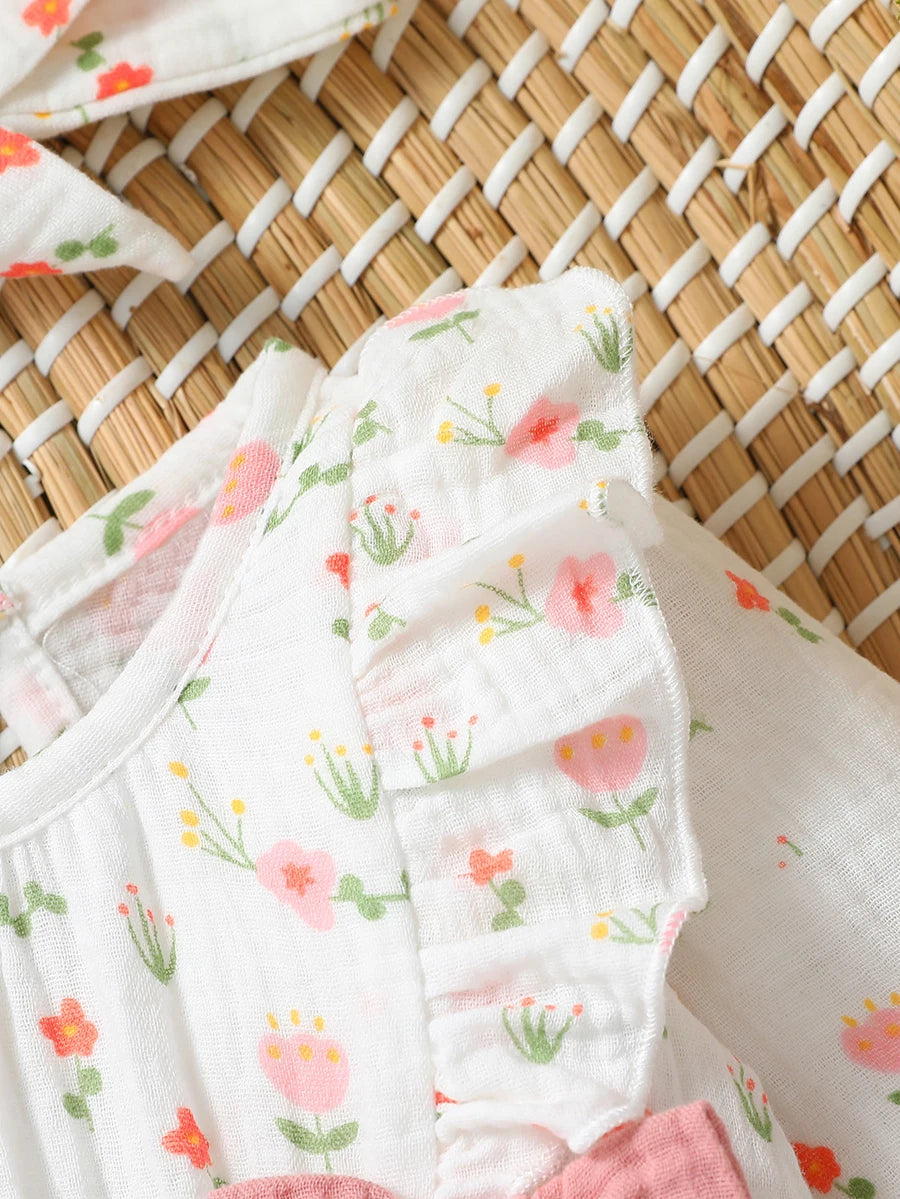 Mameluco Floral con Diadema (0-6M)