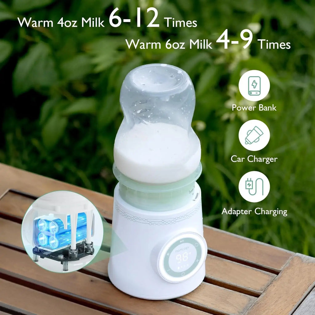 Calentador de Biberones Portátil Momcozy | Inalámbrico, Calentamiento Rápido y Doble Anti-Fugas