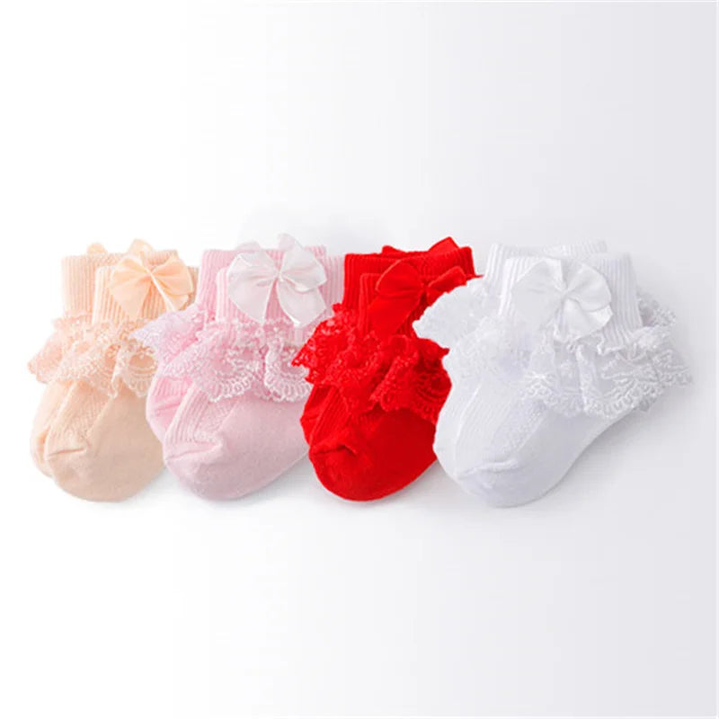 Calcetines de Encaje y Moño 4 pares (0-24M)