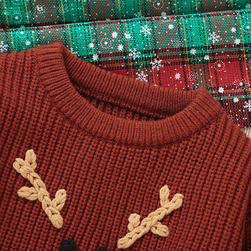 Suéter de Punto Navideño para Bebé - Diseño Alce (6M-3T)