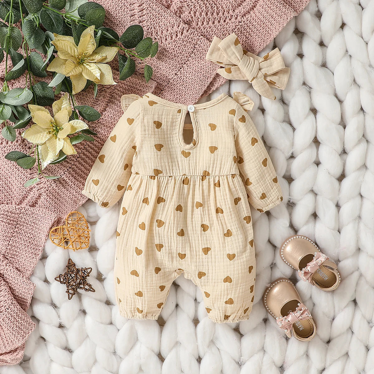Mameluco Floral con Diadema (0-6M)