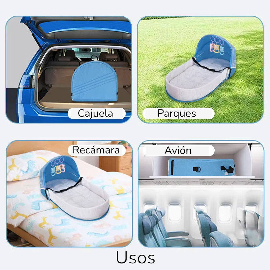 Nido Plegable con Malla Anti-Mosquitos | Cuna Portátil para Viajes y Hogar | Instalación Automática