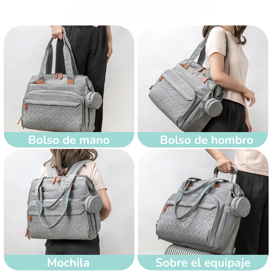 Bolso Pañalera de Maternidad | Espacioso, con Arnés para Maleta | ¡Lista para el Gran Día!