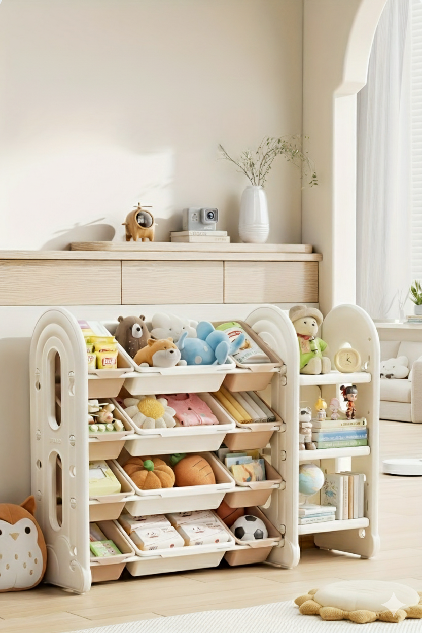 Estantería de Almacenamiento Extragrande de 4 Niveles con Diseño de Nubes