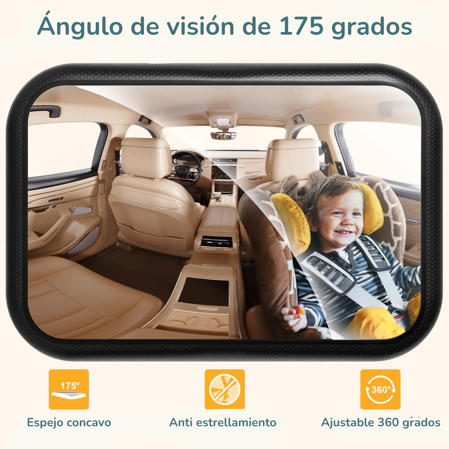 Espejo Retrovisor Bebé Antivibración 360° Certificado ROHS