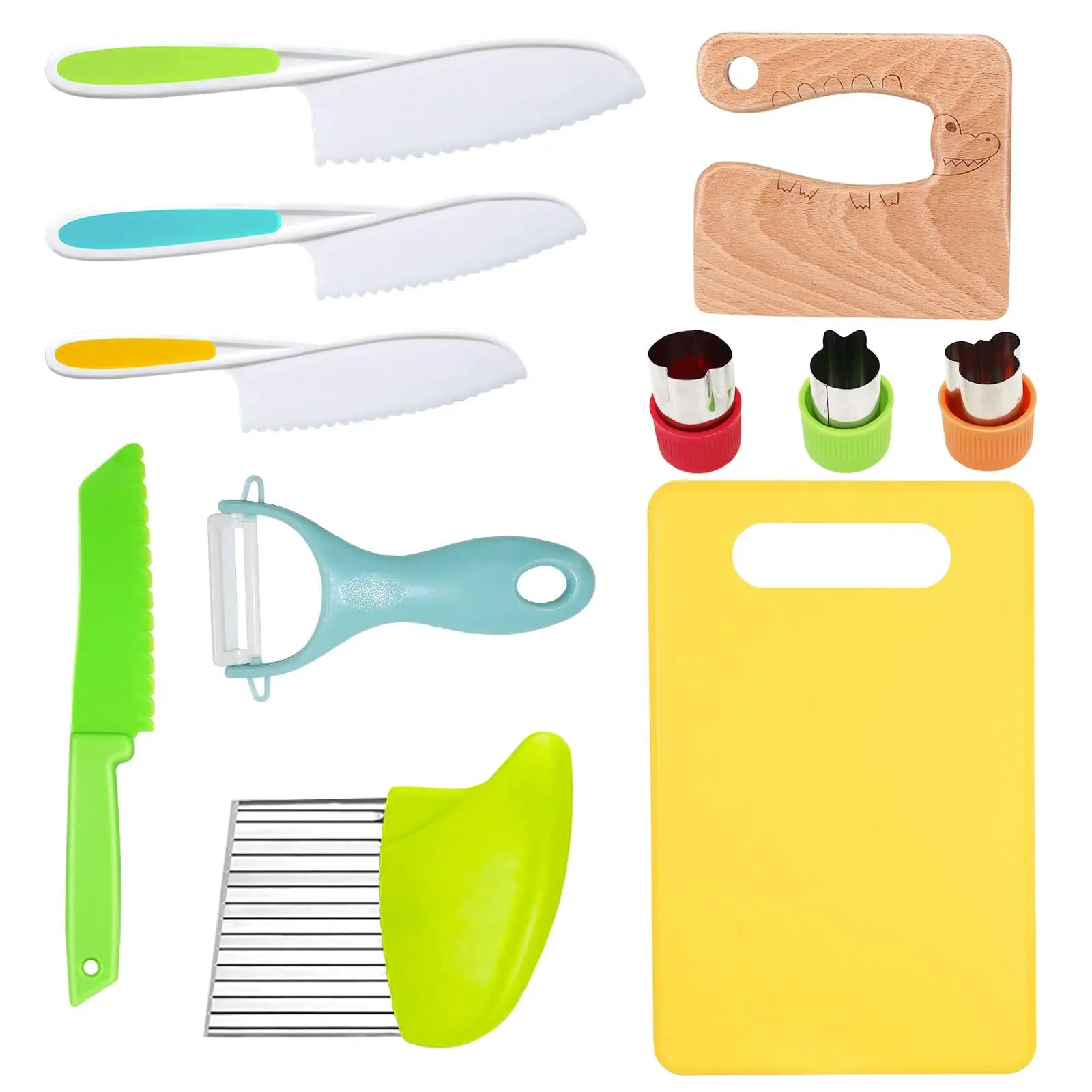 Set de Cuchillos y Utensilios Montessori para Niños | Seguro, Corta Vegetales y Frutas | Desarrollo de Coordinación