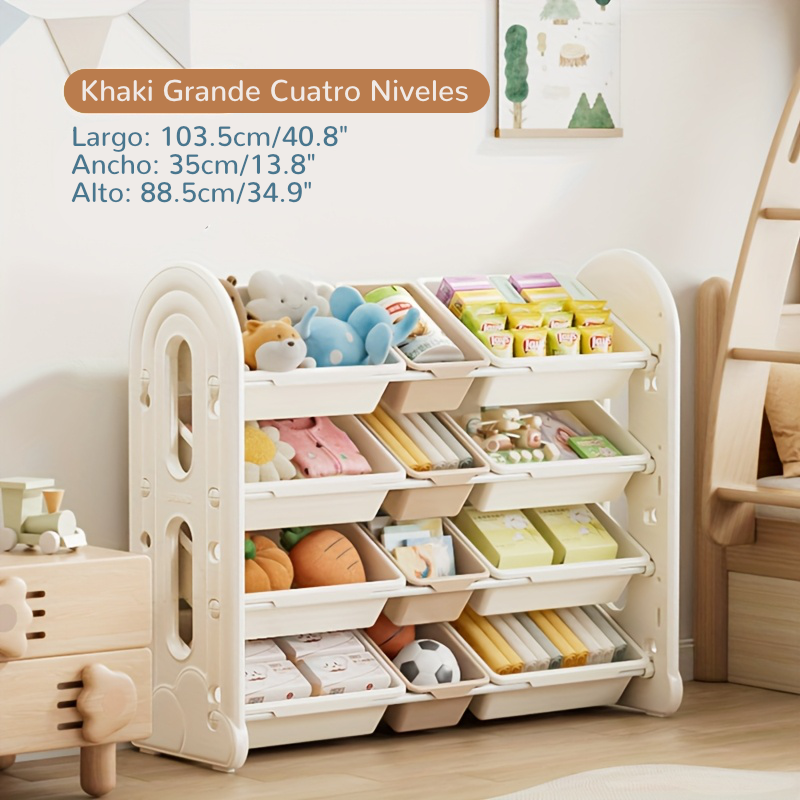 Estantería de Almacenamiento Extragrande de 4 Niveles con Diseño de Nubes