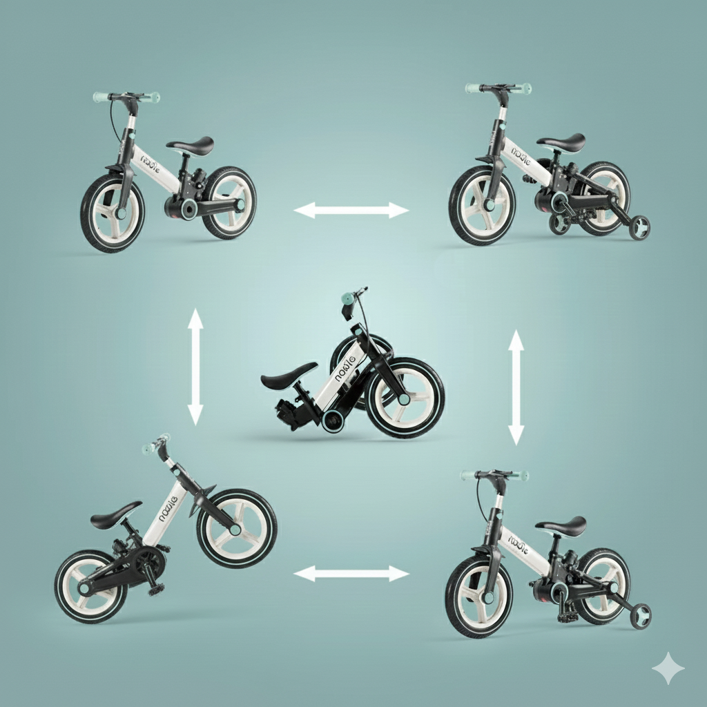 Bicicleta Multifuncional 5 en 1 (2-6 Años) – ¡Sin Cadena y Plegable!