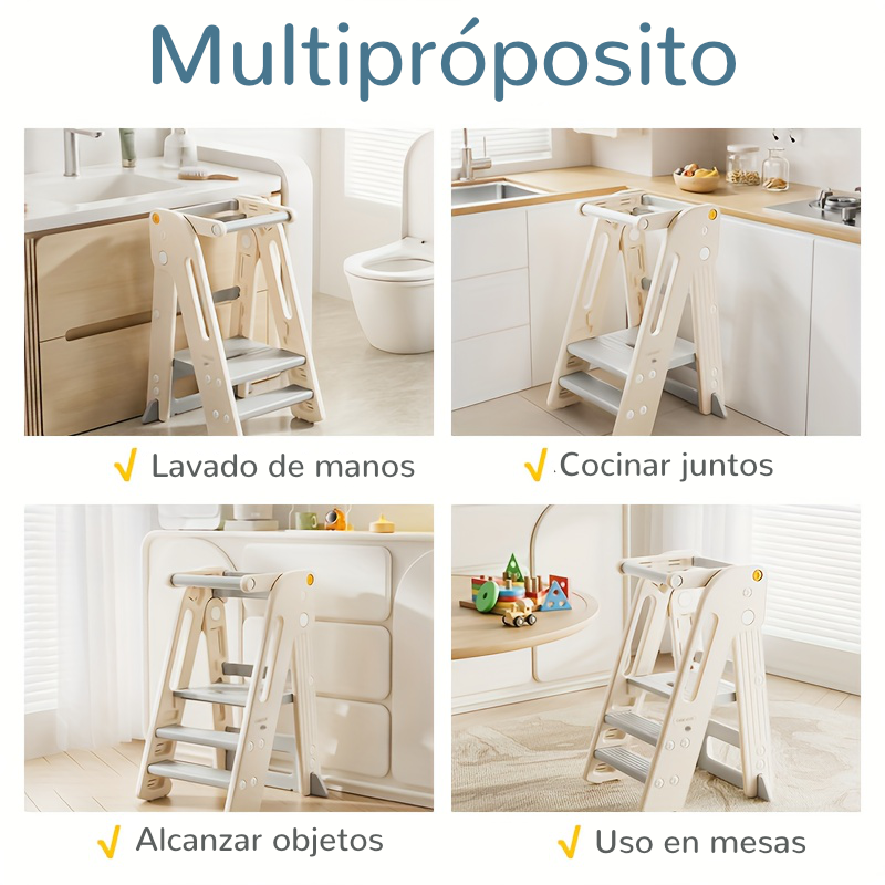 Torre de Aprendizaje Plegable y Ajustable: Fomenta la Independencia de tu Hijo