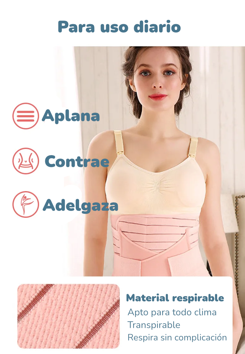 Banda de Soporte Posparto 3 en 1 | Faja Transpirable para Vientre, Cintura y Pelvis